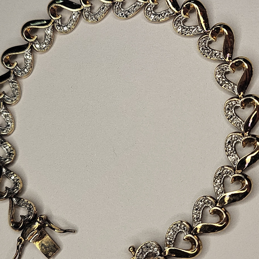 Gold and Sterling Silver Heart Bracelet - Picture 5 of 5